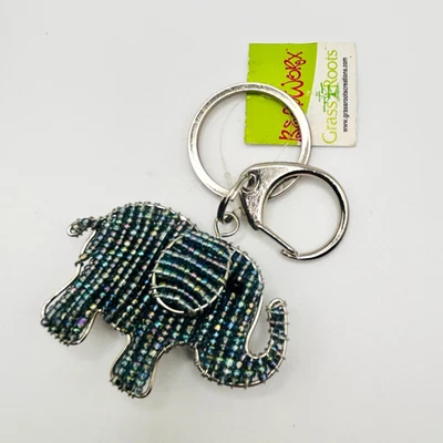 Beaded Wire Elephant Keychain Handmade by Grassroots Creations – Fair Trade - Image 1 of 4