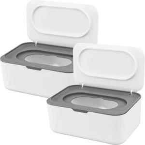 2 Pack Baby Wipes Dispenser Wipe Holder with Lids Refillable Wipe Container C... - Picture 1 of 7