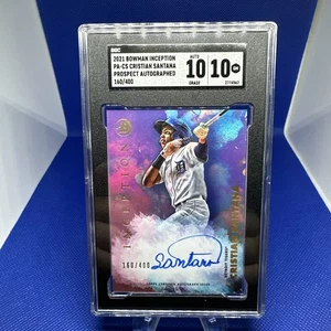 2021 Bowman Inception #PA-CS Cristian Santana #/400 ON CARD Autograph TIGERS - Picture 1 of 3