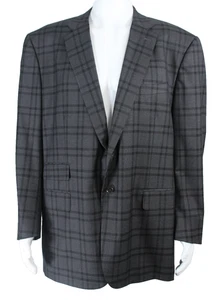 ISAIA Charcoal Gray & Black Check Wool Single Breasted Men's Blazer Jacket 52 62 - Picture 1 of 8