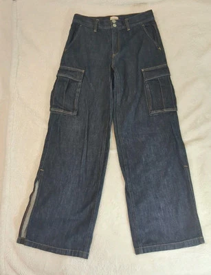 Alice + Olivia Jeans Women’s 28 Blue Dark Wash Kal Baggy Wide Leg Side Slit - Image 1 of 4