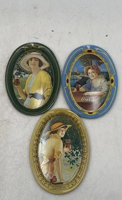 Coca Cola Multicolor Printed Oval Shaped Serving Trays Set Lot Of 3 - Image 1 of 4