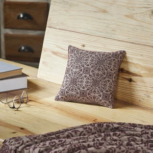 Custom House Burgundy Tan Jacquard Pillow 9x9 - Picture 1 of 6