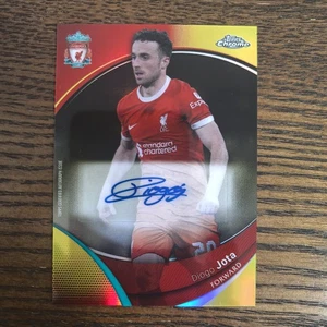Diogo Jota 2023-24 Topps Chrome Liverpool Team Set Auto Yellow Refractors /75 - Picture 1 of 2
