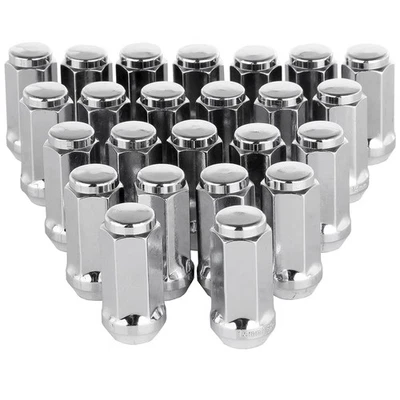 24Pcs Chrome 1.9" Tall 14mm×1.5 Lug Nuts For Chevrolet Silverado 1500 Ford F-150 Foto 1 de 4