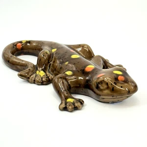 Ceramic Gecko MCM Style Brown Orange Yellow Spots 10" x 6" - Picture 1 of 6