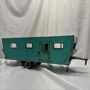 Vintage 1960’s Nylint #6600 Teal Pressed Steel Mobile Home Camper Trailer Only - Picture 1 of 13
