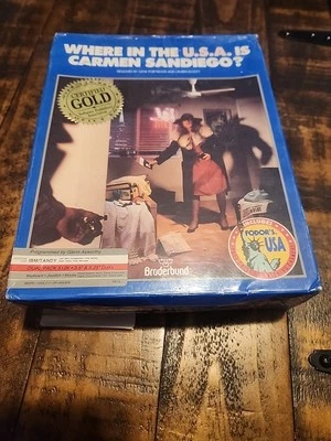 RARE: VTG SEALED Where in the USA is Carmen San Diego Big Box Retro IBM / TANDY - Image 1 of 4