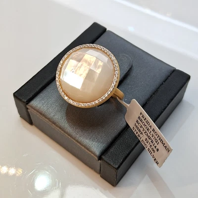 Freida Rothman заявление кольцо MOP CZ Halo золото на серебро размер 6, 7, 8 Рекомендуемая розничная цена производителя $275 - Изображение 1 из 4