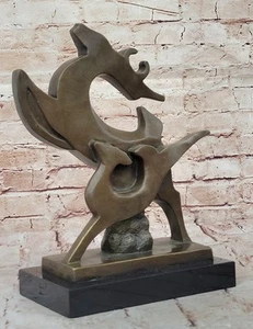 Handmade Bronze Sculpture Statue Deer Pair Modern Art Garden Home Decoration - Picture 1 of 10