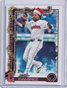 JOSE RAMIREZ 2025 Topps Holiday Cleveland Guardians SP IMAGE VARIATION Santa hat - Picture 1 of 2