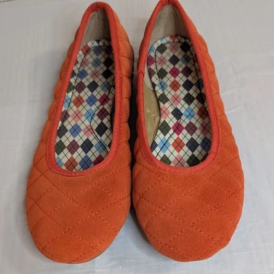 Zapatos planos de ballet Lands' End naranja acolchados de gamuza - talla 9,5 M Foto 1 de 4