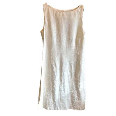 Vestido midi Loro Piana nuevo con etiquetas crema sin mangas de lino - talla 44 (US 12) Foto 1 de 4