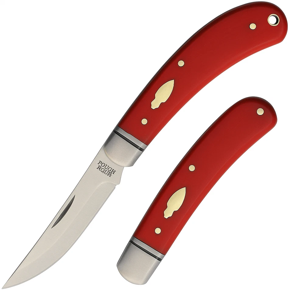 Rough Rider Bow Trapper Knife Red Micarta Handle Stainless Clip Blade - Image 1 of 1