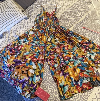 Girls Butterfly Print Romper Sz 160 Us Size Is About 10/12 - Image 1 of 4