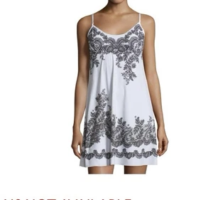 Commando Nightgown Womens S/M Gray Antique Lace Print Microfiber Sleep Chemise - Picture 1 of 6