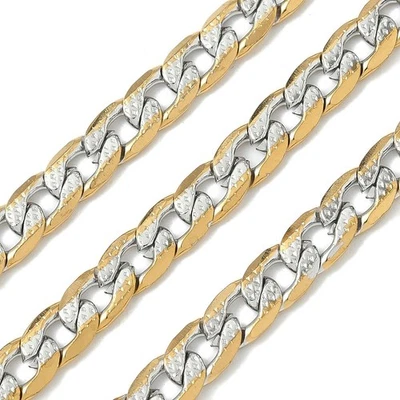 1 rollo 5M cadena bordillo dos tonos acero inoxidable oro sin soldar para collar joyería Foto 1 de 3