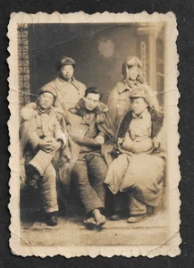 Vintage Chinese PLA Studio Photo Winter Long Coat China Army 1930/40s Orig. - Picture 1 of 3