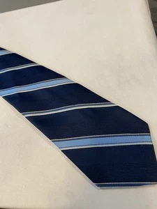 Enrico Sarchi Designer Seidenkrawatte blau diagonale Streifen 56”x3,5” - Bild 1 von 5