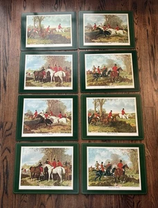 8 Pimpernel cork laminated placemats, 12x9" English Fox Hunting, British green - Picture 1 of 12