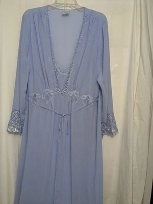 Cabernet Sleepwear Blue Lace Nightgown & Robe Set Women’s XL Vintage Style - Image 1 of 4