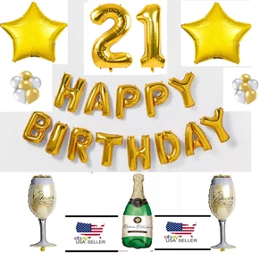 Juego de globos champán pancarta tema saludos decoración fiesta cumpleaños - Imagen 1 de 10