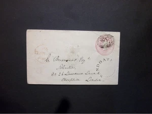 GB Kent Stationery 1844 QV 1d Envelope 303 numeral FOLKESTONE & SANDGATE udc - Picture 1 of 2