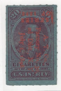 1898 Class A Cigarette Tax Paid Springer TA60a 20c Red w/ Overprint Inverted - Picture 1 of 3