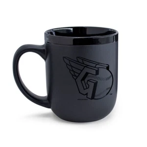CLEVELAND GUARDIANS 17 OZ. CERAMIC COFFEE CUP MUG BLACK MATTE TWO SIDED DESIGN - Picture 1 of 4