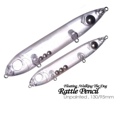 20PCS 9.5cm/13cm Topwater Rattle Pencil DIY Unpainted Bait Blank Fishing Lure - Image 1 of 4