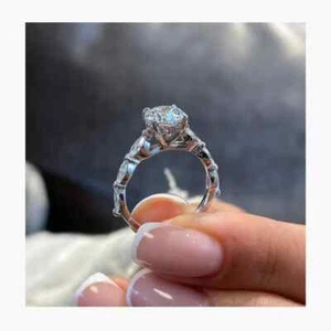 IGI Certified 1.50CT Lab Grown Diamond Ring Round Cut 14K White Gold - Picture 1 of 10