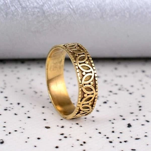 Wedding Band Ring, Thumb Ring, Gold Band Ring, 14k Gold Band, Thick Gold Ring - Picture 1 of 4