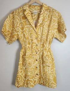 Steele Linen Mini Dress 'Elis' Tuscan Sun Yellow Size S (AU 8 US 4) - Picture 1 of 12