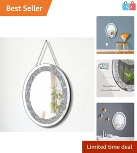 Classic 16x12 Inch Crystal Crush Diamond Mirror for Elegant Home Aesthetics - Picture 1 of 9