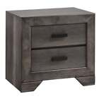 Bowery Hill Modern Solid Wood 2 Drawer Nightstand In Gray Oak