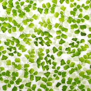 N834# 3 servilletas de papel individuales para decoupage patrón de hojas de helecho verde en blanco - Imagen 1 de 10
