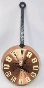 Vintage Copper Pan Clock Caravelle France 3 Jewels Celestial Kitchen Witch - Picture 1 of 10