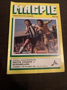 1981 Notts County V Sunderland Football Programme - Picture 1 of 2