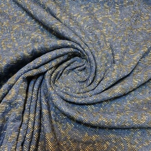 Blue Viscose Fabric Floral Swirls Dress Craft Drape Material 58" By Meter - Picture 1 of 6