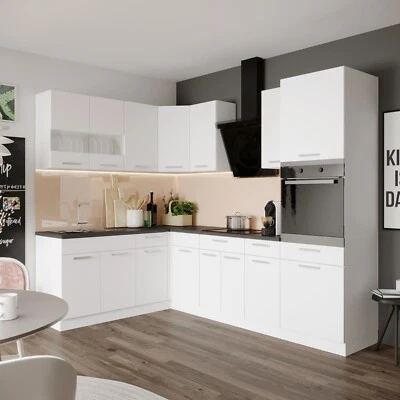 Küchenzeile Eckküche Winkel Küche Einbauküche ALINA Weiß Matt 180x260 cm - Bild 1 von 4