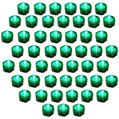 50件装绿色潜水防水水下电池LED茶灯婚礼 — 第 1/2 张图片