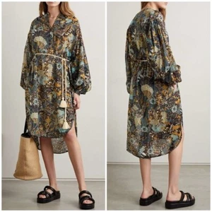 Vestido Ulla Johnson Agadir Midi Cubre Cinturón Estampado Voile Talla Pequeña - Imagen 1 de 16