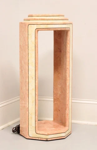 CASA BIQUE Pink & White Tessellated Marble Lighted Art Deco Display Column Cover