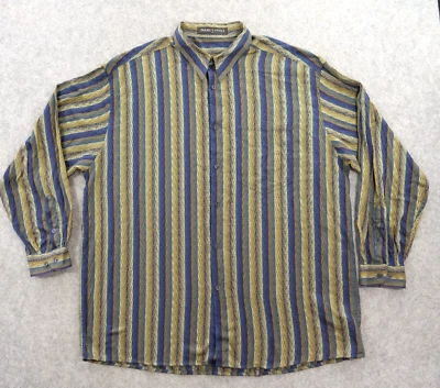 Jhane Barnes Shirt Mens Extra Large Blue Green Button Up Long Sleeve Striped - Image 1 of 4