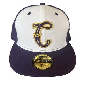 Charlotte Knights Caballeros MiLB Hat Purple White Gold New Era Size 7 1/4 - Picture 1 of 3