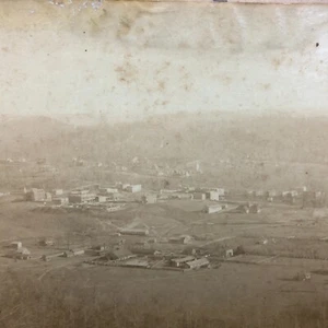 RARE Antique Aerial Photography Cabinet Card Photo Homesteads Early Town City - Picture 1 of 8