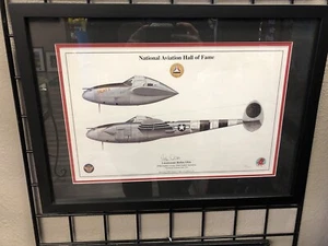 P-38 LIGHTNING “SCAT II”ROBIN OLDS stampa firmata 86/250 Aviazione HOF incorniciata 22x16 - Foto 1 di 8