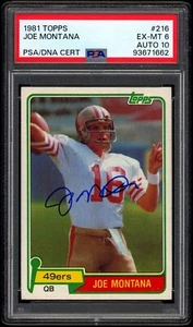 1981 Topps #216 Joe Montana Rookie Signed PSA 6 10 AUTO - DEAD CENTERED J&J - Picture 1 of 2