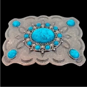 Turquoise Flower Stone Unisex Belt Buckle Buckles - Picture 1 of 1