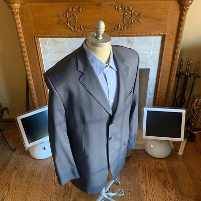 Sean Jean Hombres 46 L 46L Abrigo Deportivo Chaqueta Azul 3 Botones Lana Pecho Único A26 Foto 1 de 4